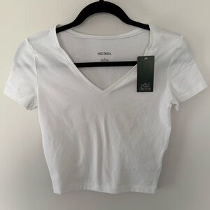 Wild Fable Cropped White Tee, Small